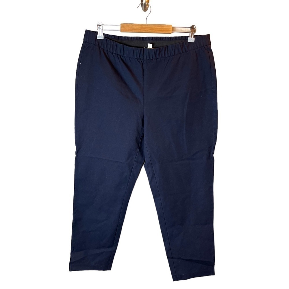 Eileen Fisher Navy Elastic Waist Twill Pants Size Large